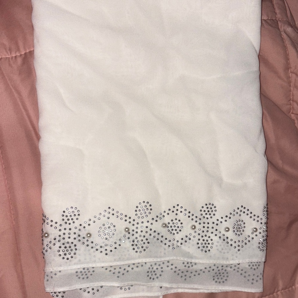 Studio White Scarf with Silver Accents wedding material